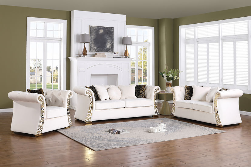 Curamo Living room set (Cream & Gold)