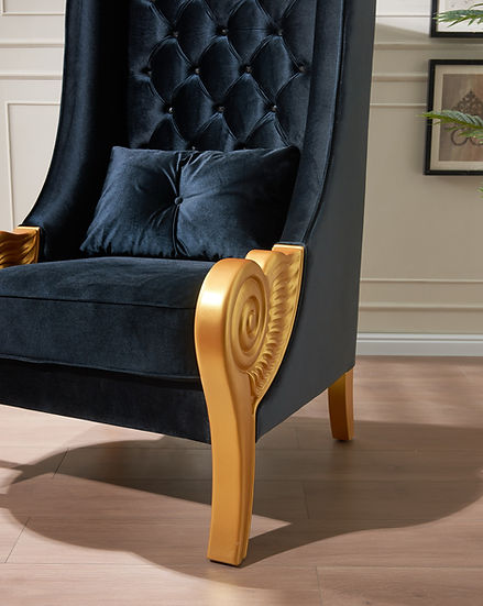 THRONE CHAIR 62.5" TALL BLACK ^ GOLD