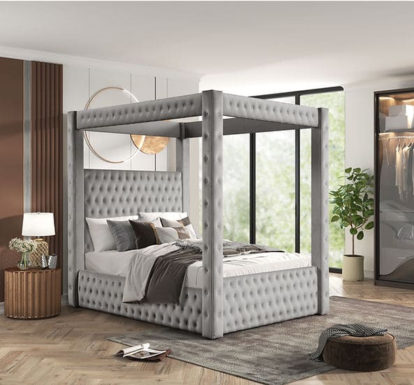 Mansion Canopy Bed Grey