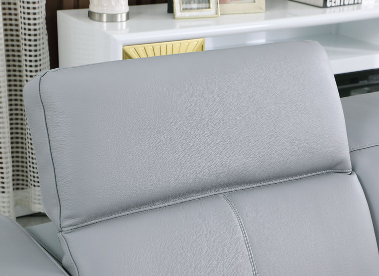 Franco Power Reclining Italian Leather Sectional 6pcs Light Blue