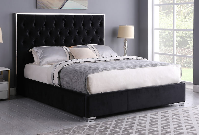 Rose Platform Bed Black/ Chrome