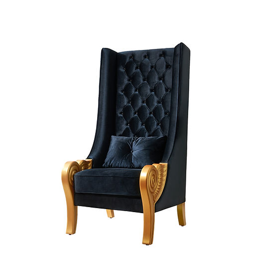 THRONE CHAIR 62.5" TALL BLACK ^ GOLD