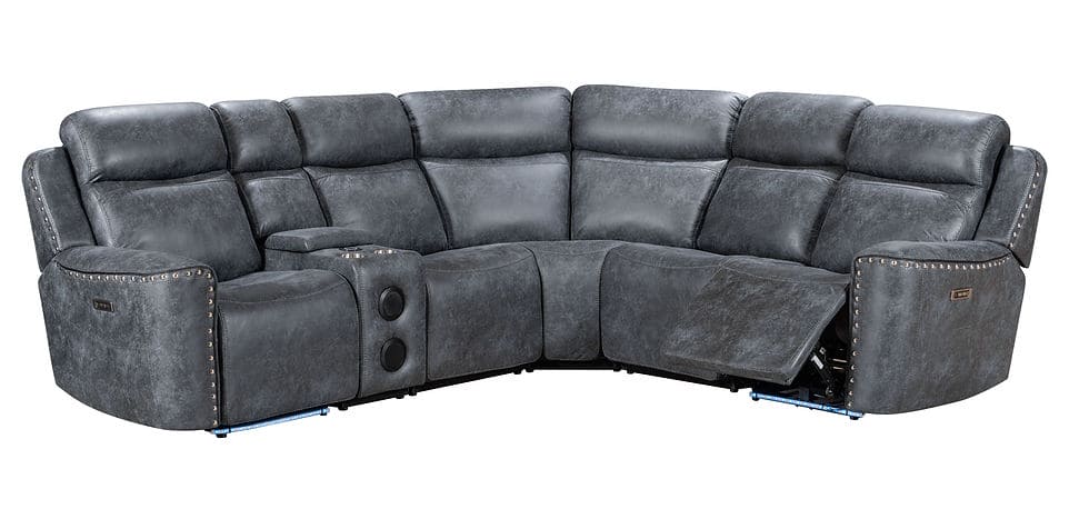 Romi Power Reclining Sectional (Grey)