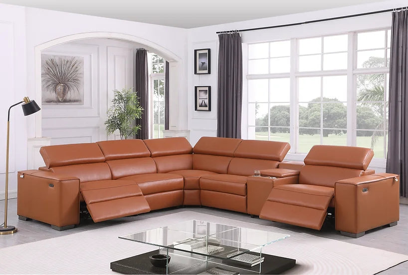 Picasso Power Reclining Sectional 6pcs Caramel