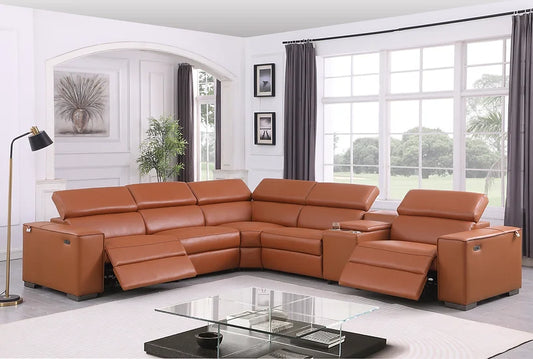 Picasso Power Reclining Sectional 6pcs Caramel