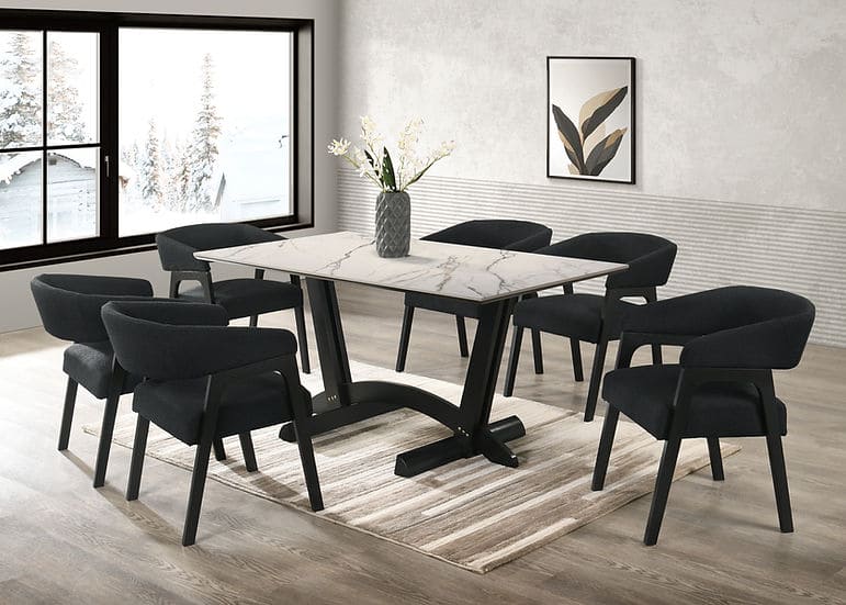 Nava 7 PCS White Dining Set