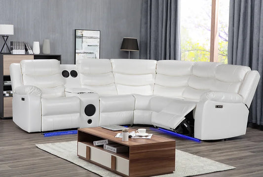 Turbo Power Reclining Sectional White