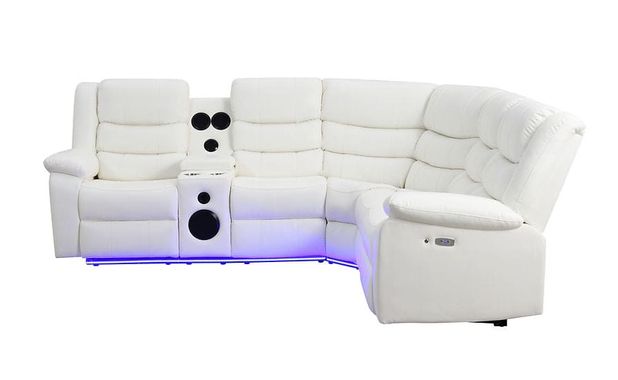 Sonic Power Reclining Sectional (White)
