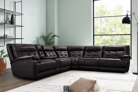 Starlight Brown (Power Reclining/Adj Head) Sectional (Brown)