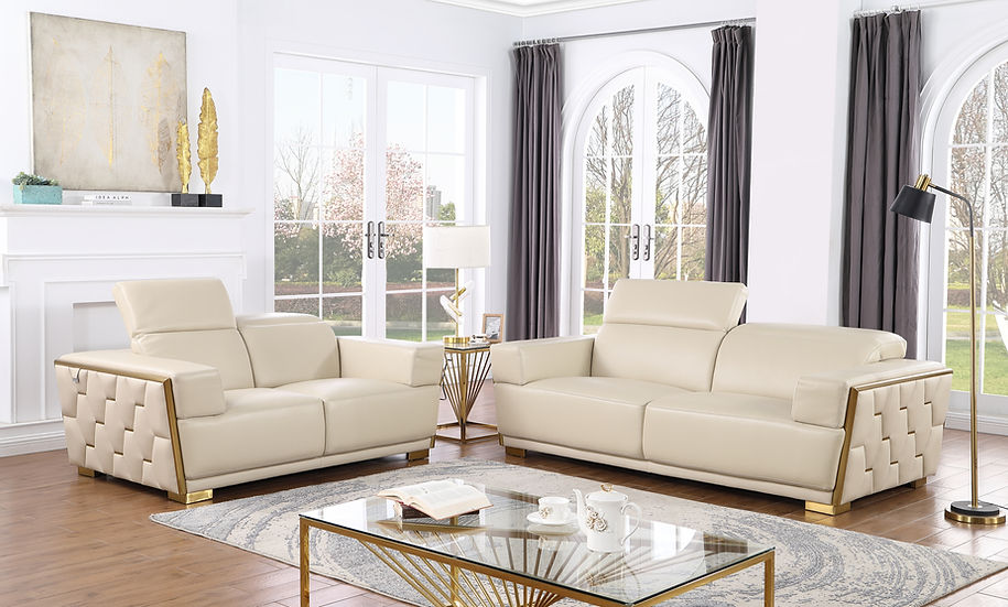 Hexor Living room set (Beige & Gold)