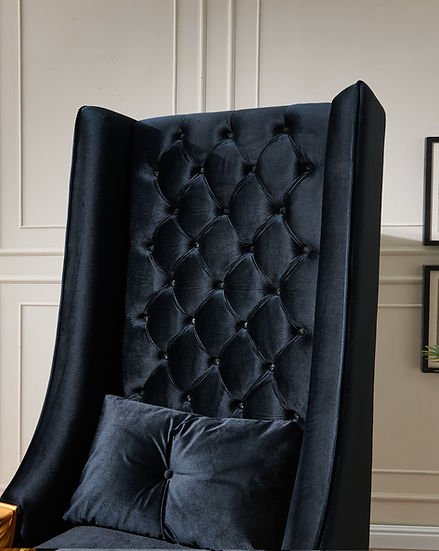 THRONE CHAIR 62.5" TALL BLACK ^ GOLD