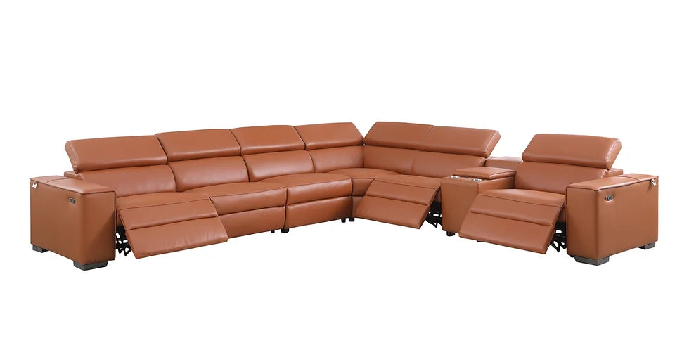 Picasso Power Reclining Sectional 7pcs Caramel