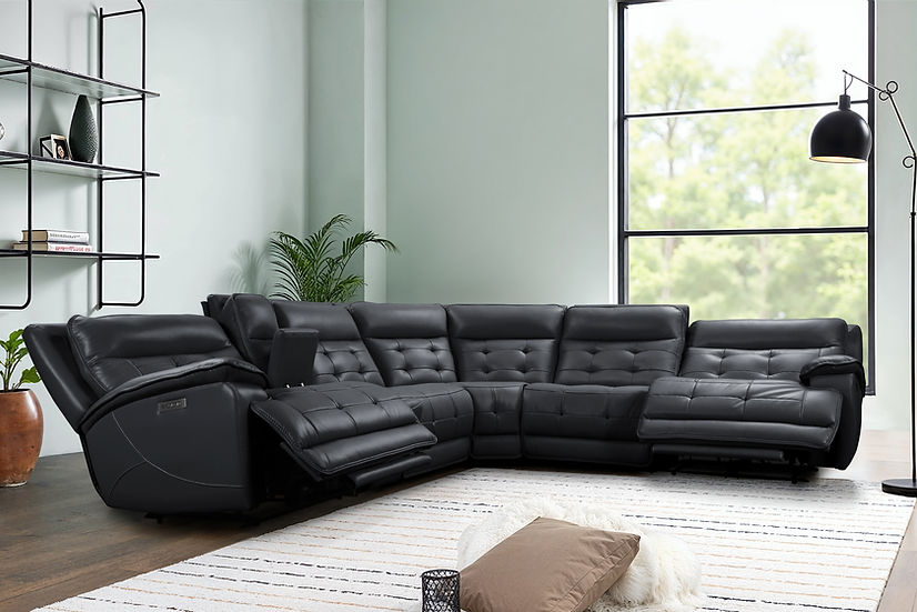 Starlight Black (Power Reclining/Adj Head) Sectional (Black)
