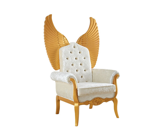 WINGS CHAIR 64" TALL WHITE ^ GOLD