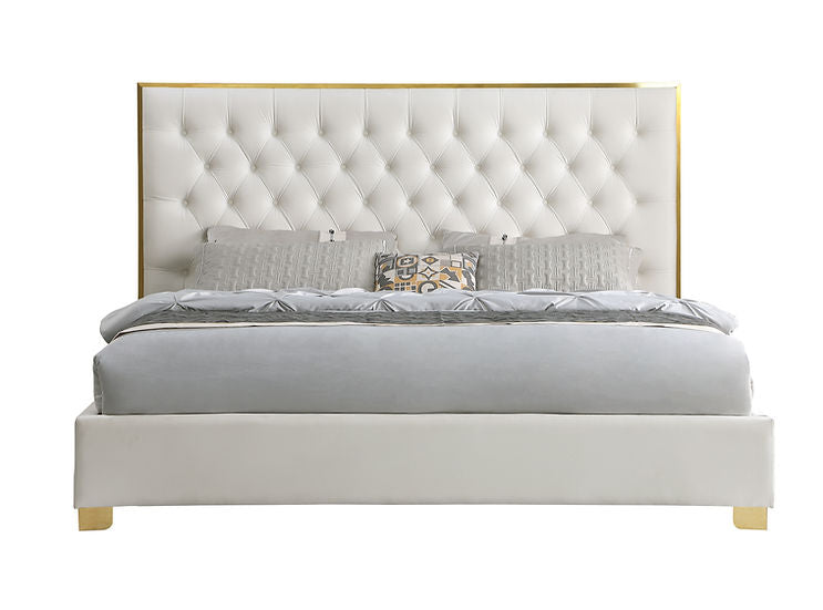Rose Platform Bed Cream/ Gold Chrome