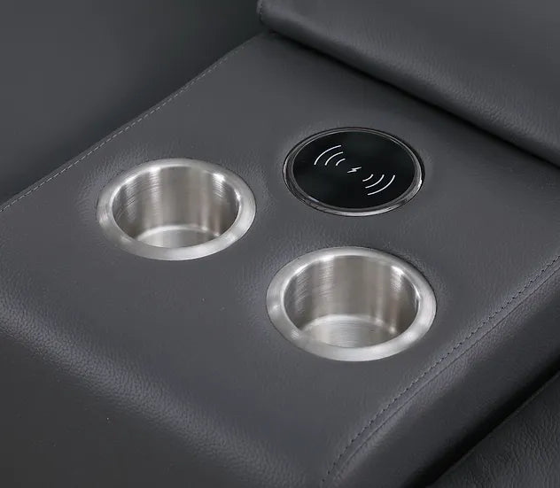 Franco Power Reclining Italian Leather Sectional 6pcs Dark Grey