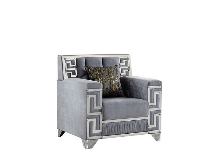 Hira Living room set (Grey & Silver)