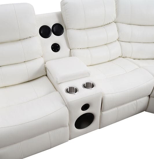 Sonic Power Reclining Sectional (White)