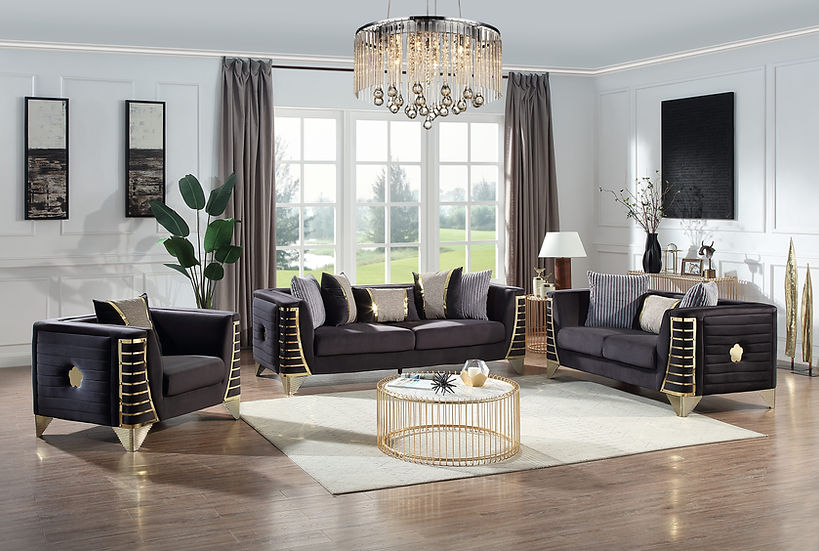Donovan Living room set (Black & Gold)