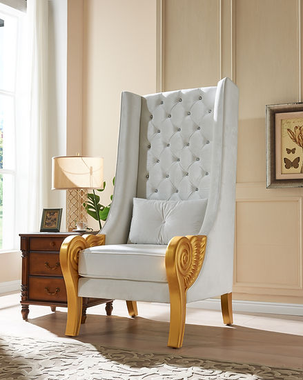 THRONE CHAIR 62.5" TALL WHITE ^ GOLD