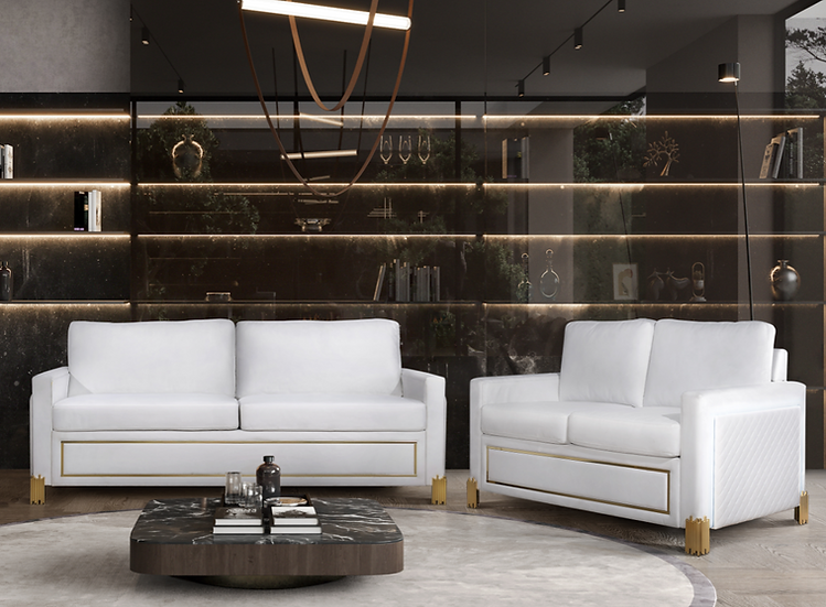 Glamor Living room set White & Gold