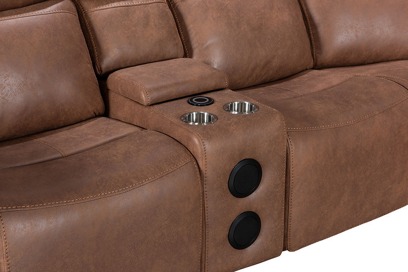Romi Power Reclining Sectional (Mocha Brown)