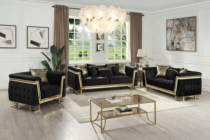 Ashton Living room set (Black & Gold)