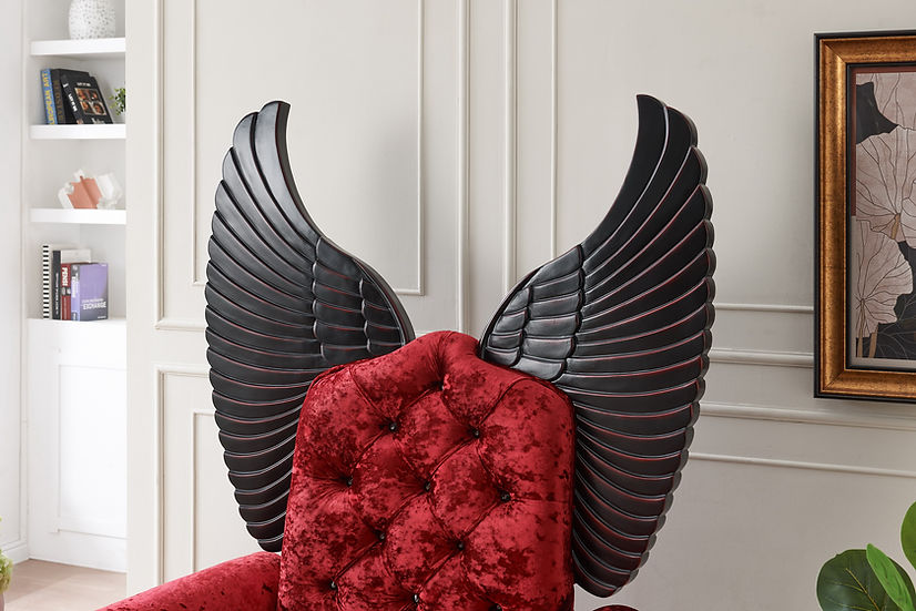 WINGS CHAIR 64" TALL RED ^ BLACK