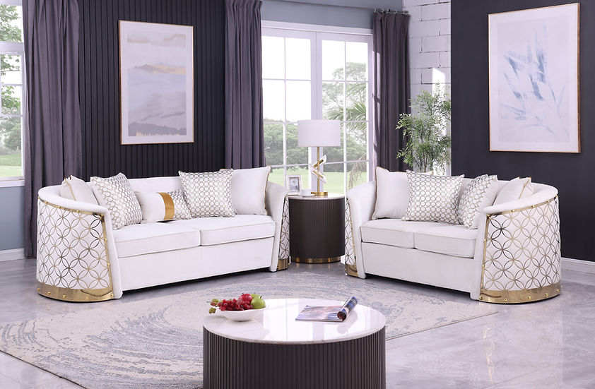 Athena Living room set (Cream & Gold)