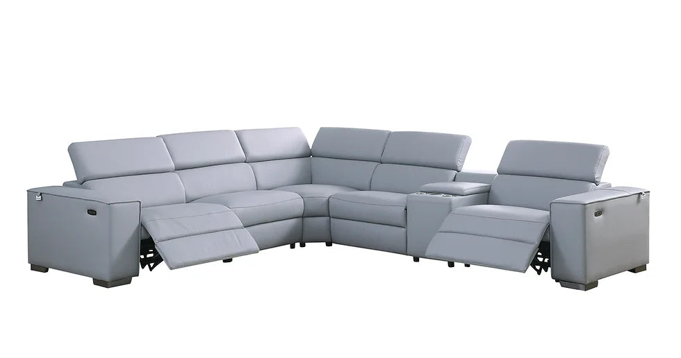 Picasso Power Reclining Sectional 6pcs Blue