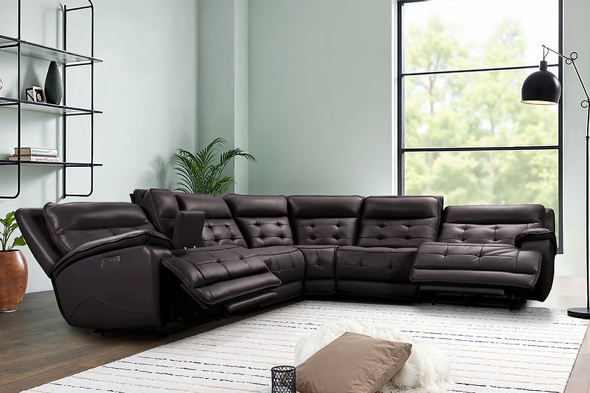 Starlight Brown (Power Reclining/Adj Head) Sectional (Brown)