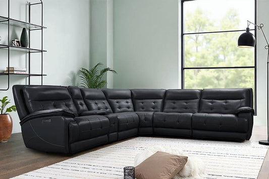 Starlight Black (Power Reclining/Adj Head) Sectional (Black)
