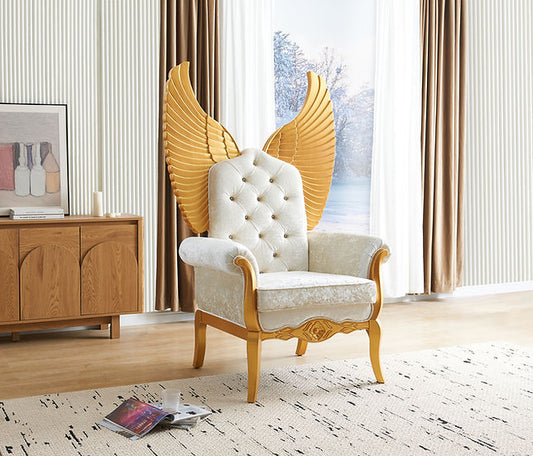WINGS CHAIR 64" TALL WHITE ^ GOLD
