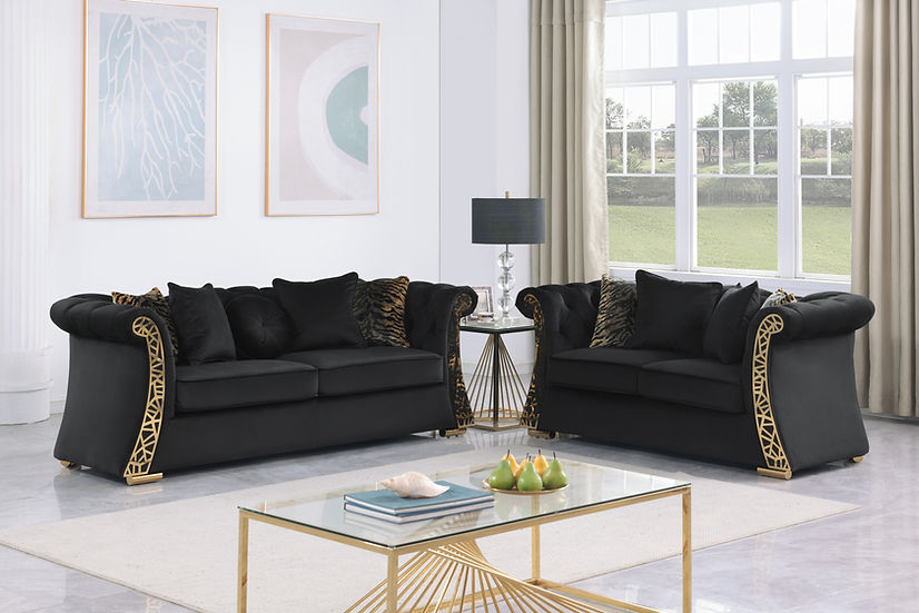 Curamo Living room set (Black & Gold)