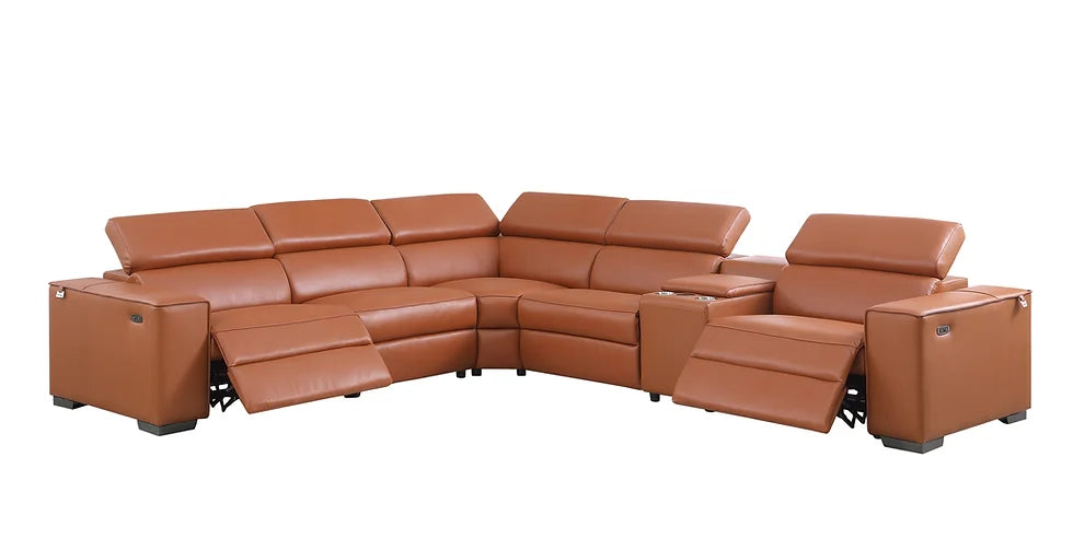 Picasso Power Reclining Sectional 6pcs Caramel
