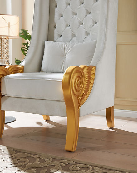 THRONE CHAIR 62.5" TALL WHITE ^ GOLD