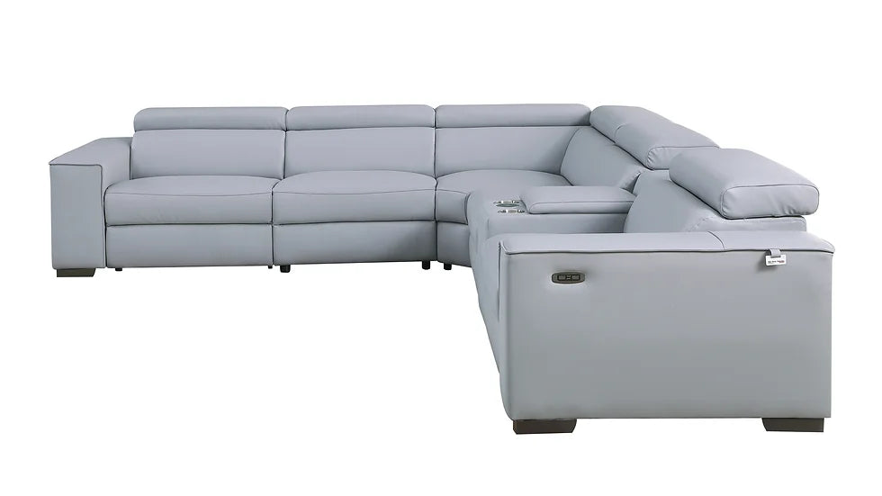 Picasso Power Reclining Sectional 6pcs Blue
