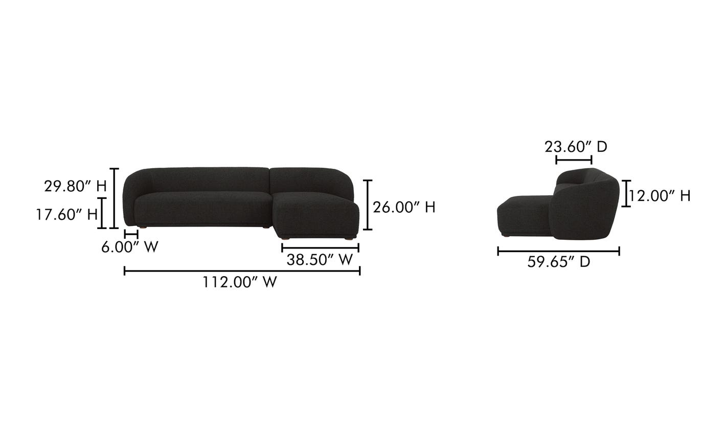 Faye Right Sectional Black Boucle