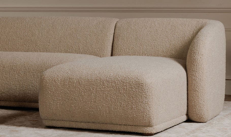 Faye Right Sectional Beige Boucle