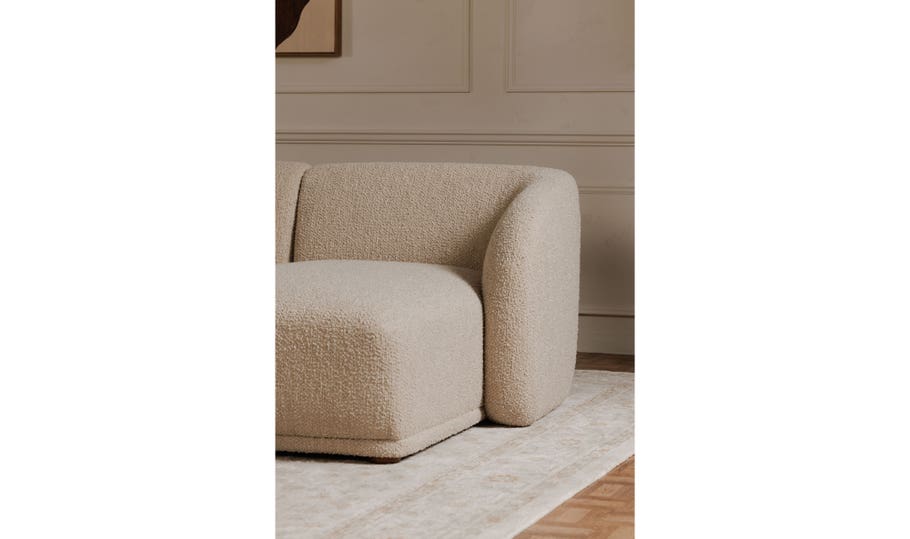 Faye Right Sectional Beige Boucle