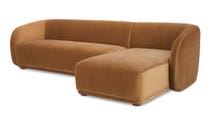 Faye Right Sectional Tan Faux Mohair
