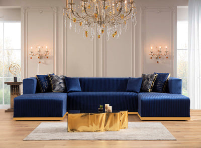 Juliana Blue Velvet 4-Piece 140" Sectional