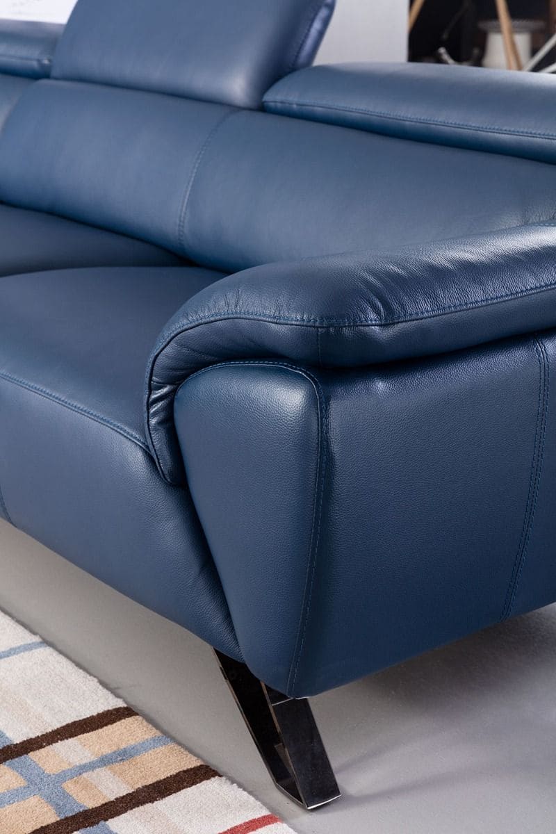 EK-L8002M Navy Blue Italian Top Grain Leather Sectional Sofa Set