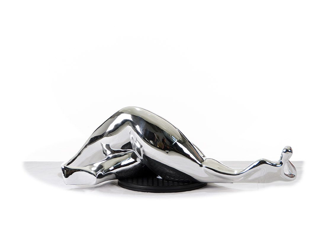 SZ0228 Modern Silver Napping Lady Sculpture