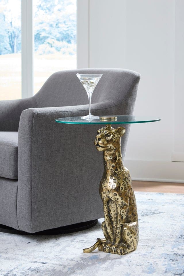 Leopard Gold Accent Table Sculpture