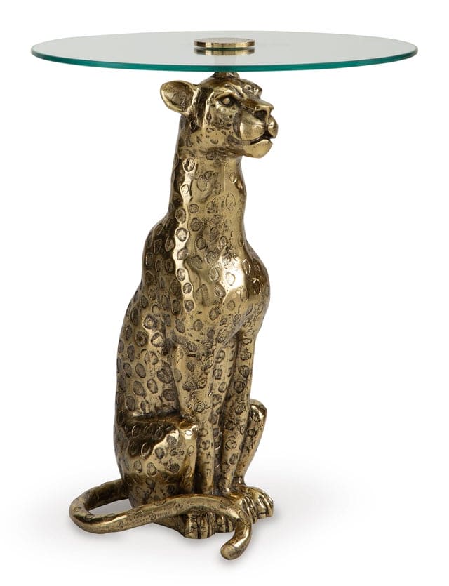 Leopard Gold Accent Table Sculpture