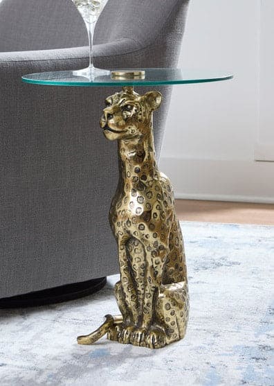 Leopard Gold Accent Table Sculpture