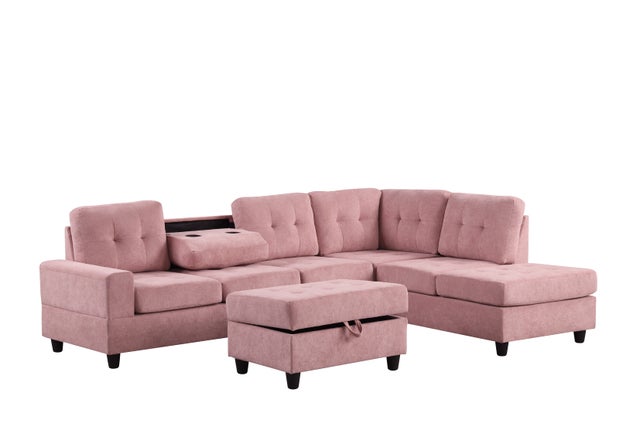 46Heights Reversible Sectional + Ottoman Pink