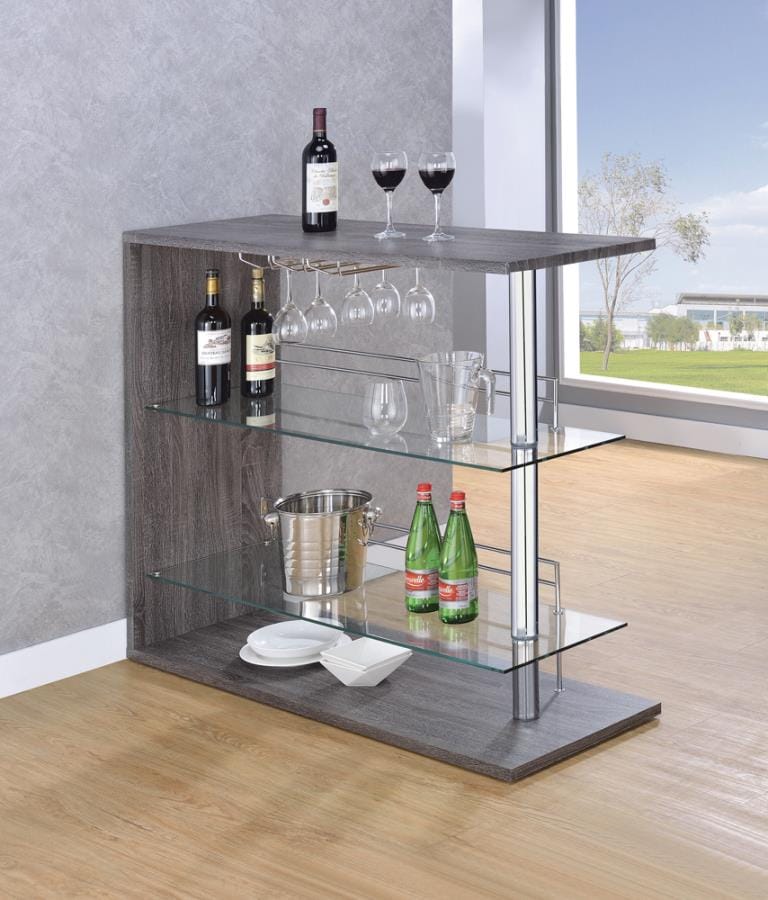 Prescott Rectangular 2-shelf Bar Unit Grey
