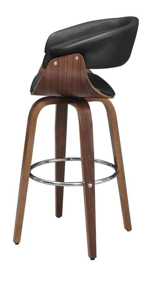 Zion Upholstered Swivel Bar Stool Walnut and Black